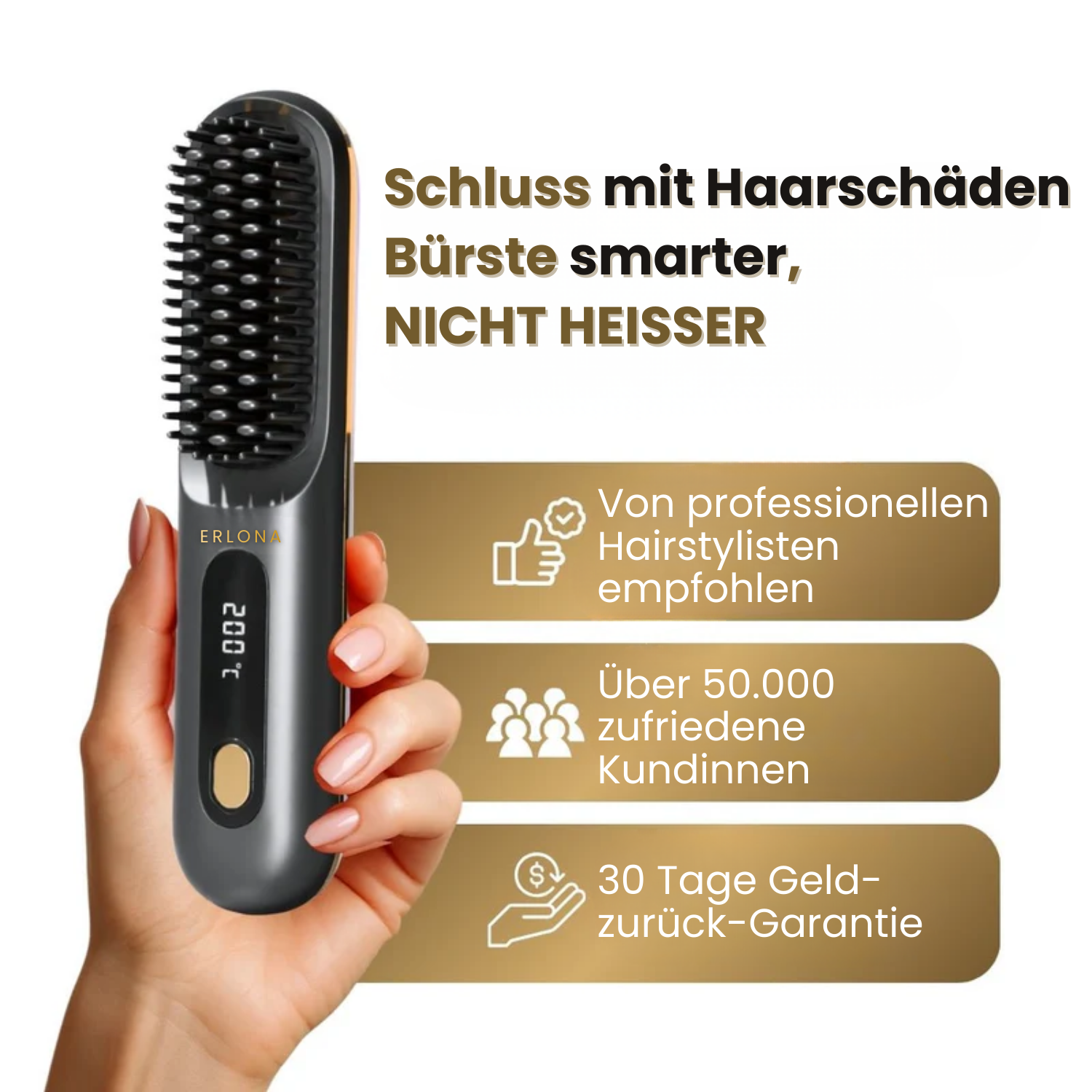 Erlona™ GoBrush MAX – Tragbare Glättbürste