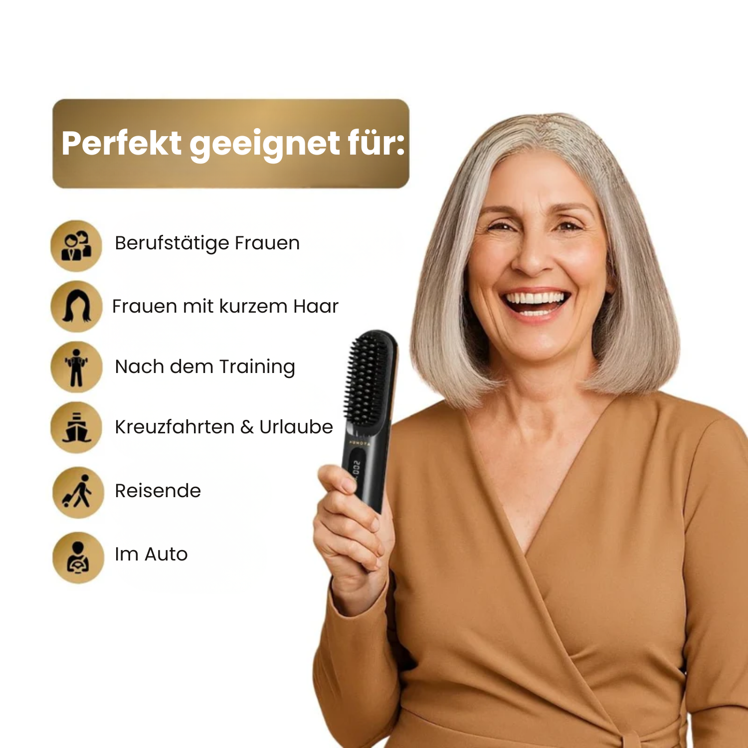 Erlona™ GoBrush MAX – Tragbare Glättbürste