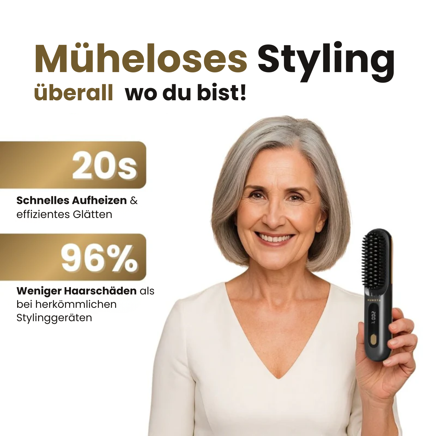 Erlona™ GoBrush MAX – Tragbare Glättbürste